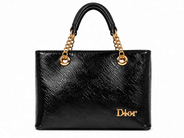 کیف دستی و دوشی زنانه ورنی طرح (باران) – Dior مشکی براق