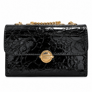 کیف زنانه دستی و دوشی ورنی چاپ سنگی بند تمام زنجیری